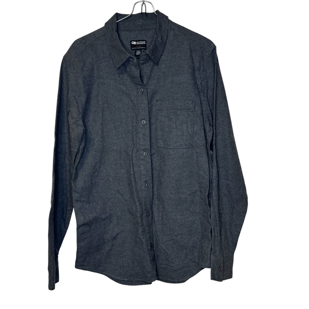 Outdoor Research Men's Shirt Button Up Outdoor Side Slit Long Sleeve Gray Medium